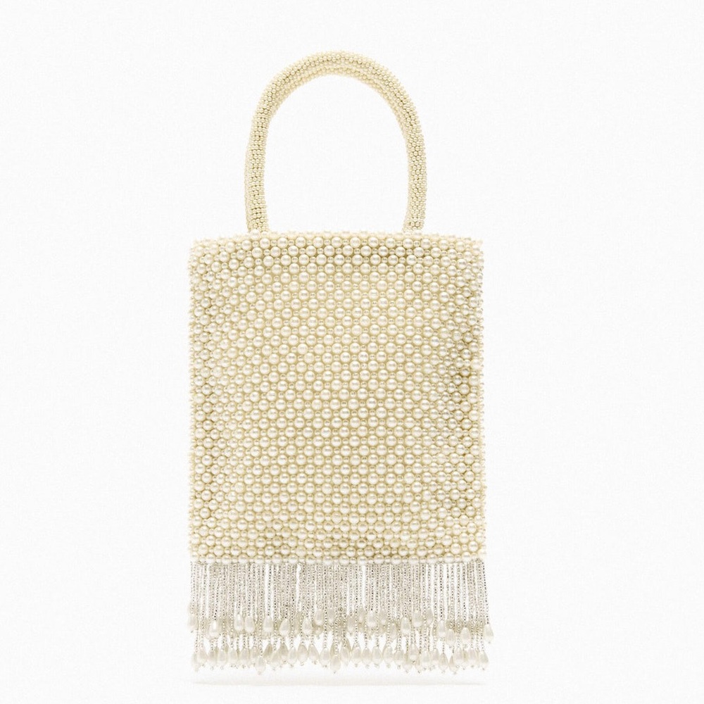 Zara Pearl Silver Cross Bucket Body Bag As Worn By Michelle Keegan + Trinnie W
